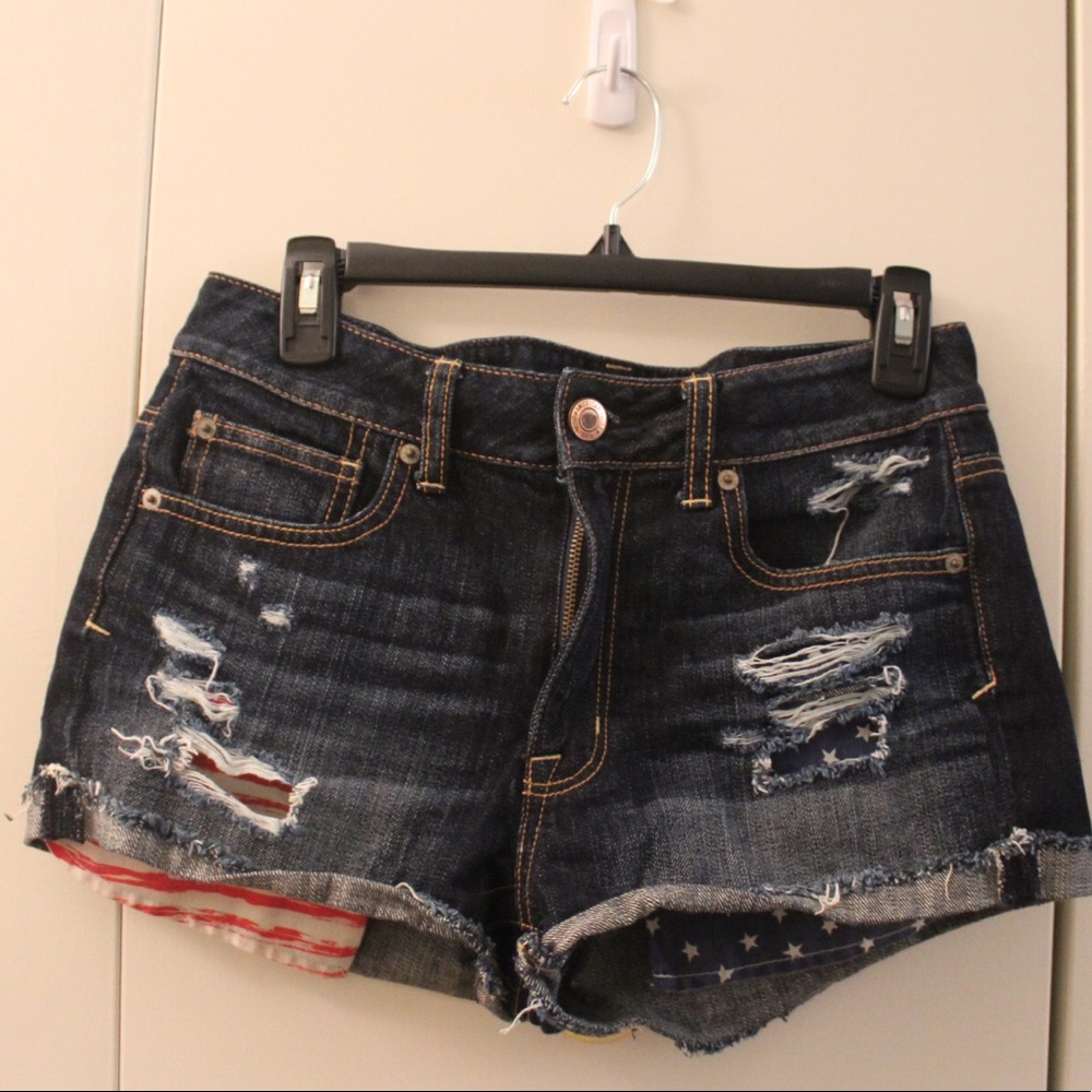 American Eagle Patriotic Jean Shorts